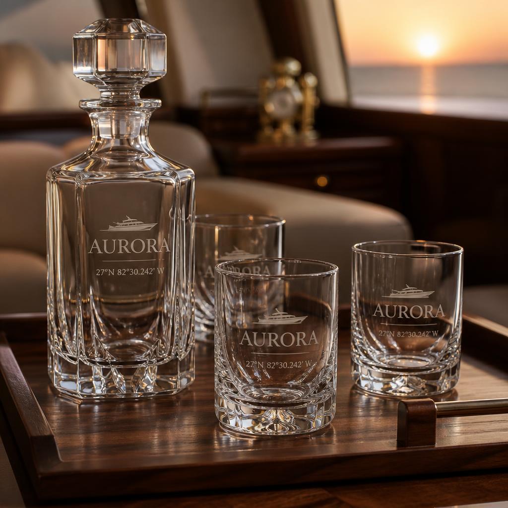 Cristal d'Arques Paris — Engraved Carafe & Tumblers